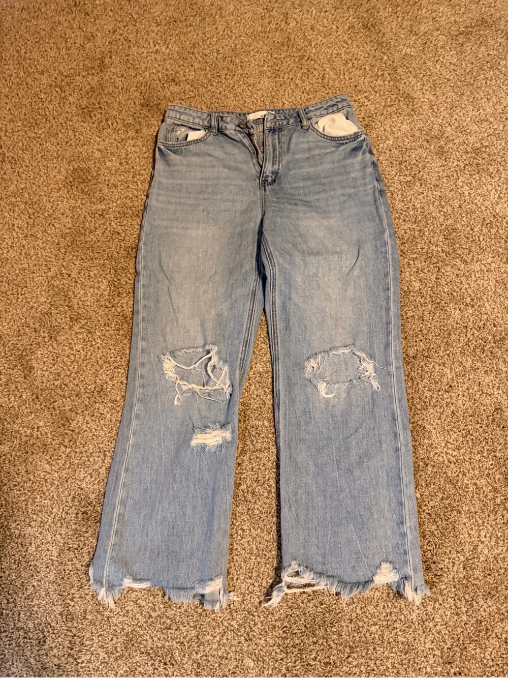 Light Blue Distressed Wide-Leg Women’s Jeans